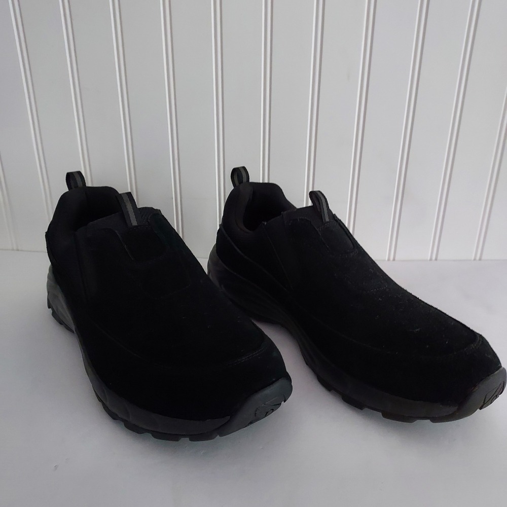 George Mens Black Suede Slip On Shoes Memory Foam Wide Width 9.5W